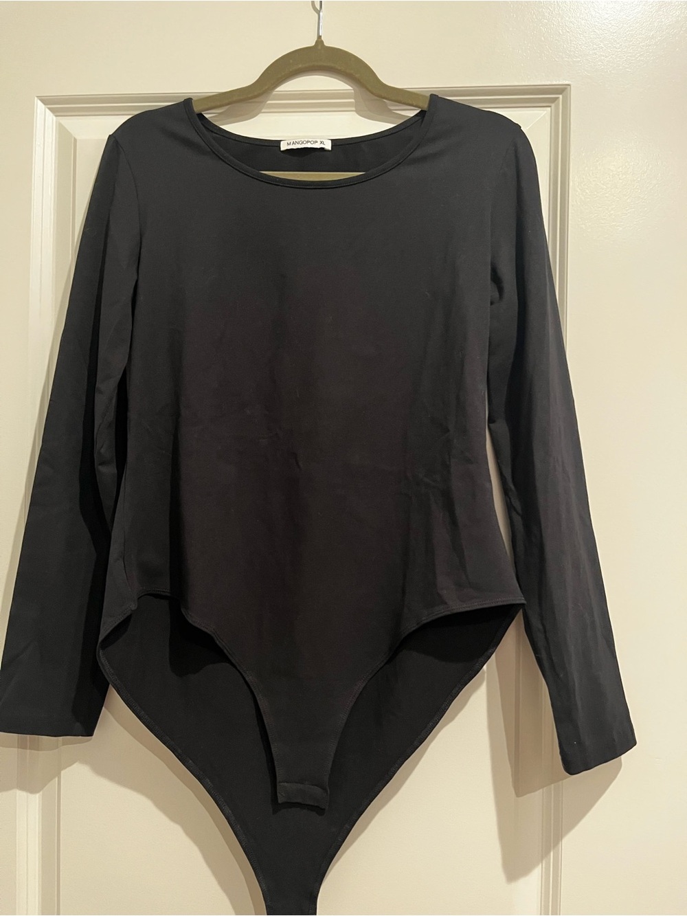 Mango Black Long-Sleeve Scoop-Neck Bodysuit